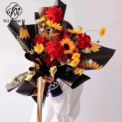 Waterproof Coated Sunflower Art Packaging Paper Flower Wrapping Paper for Flowers for Flowers and Other Items