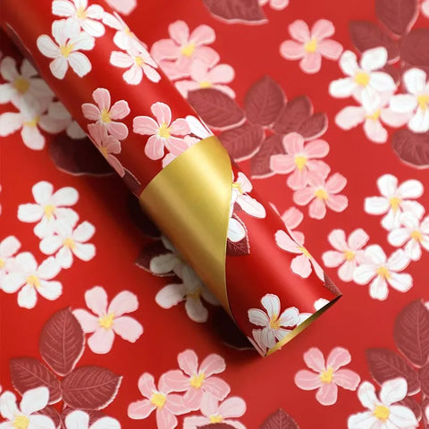 58*58cm Colorful Flower Design Waterproof Wrapping Paper Golden Package Bouquet Packaging Supplies