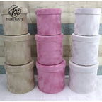Factory Direct Sales Modern Luxury Wedding Gift Box Cylinder Velvet Flower Bucket Three-Piece Hug Bucket Cardboard + Velvet