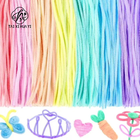 Creative 100-Piece Waterproof Elastic PVC Pipe Chenille Stem Handmade DIY Art Craft Project Pipe Cleaner Fuzzy Sticks Wire Craft