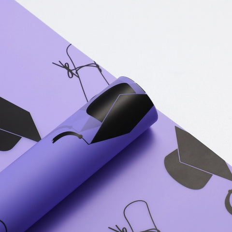 Premium Quality Floral Bouquet Wrapping Paper Graduation Hat Printed Specialty PE Coated Gravure Printing Compatible