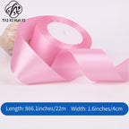 22meters Satin Ribbon 50-Color 4cm Sash DIY Craft Handmade Christmas Wedding Party Fabric Decoration Polyester Gift Ribbons