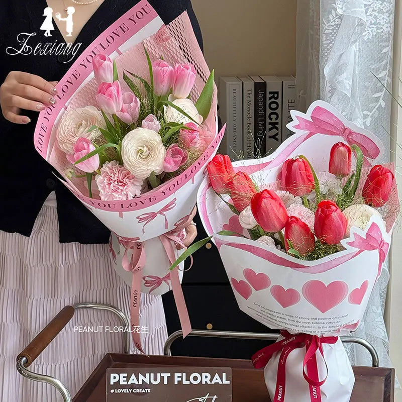 Mother's Day Eco-Friendly Recyclable Sweetheart Style Flower Kraft Paper Packaging Single Side Coated Elegant Romantic Gift Wrap Secondary image