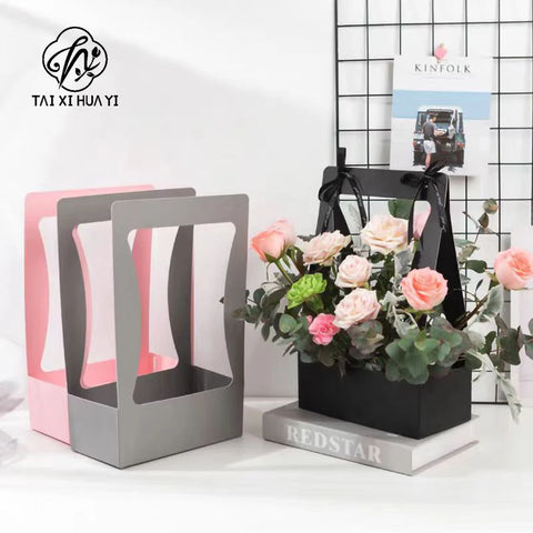 Simple Portable Paper Box Matt Lamination Flower Basket for Wedding Decor Packaging for Flowers and Folders
