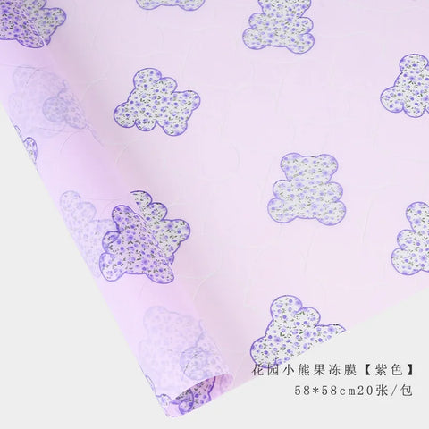 Little Bear Jelly Film Flower Bundle Gift Cartoon Coated Single Side Eco-Friendly Waterproof Flower Wrapping Paper