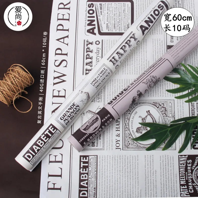 New Retro Hand-Made Coated Eco-Friendly Recyclable Water-Proof Single-Sided Flower Wrapping Paper with Kraft Paper Art
