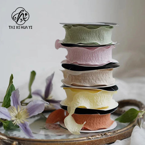 Luxury Folded Satin Ribbon Wavy Roll with Ruffled Edge-Fashionable Strap for Valentine's Day Wedding & Christmas Gift Wrapping