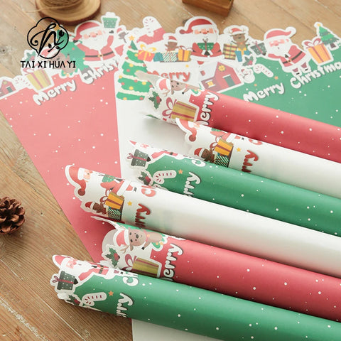 Christmas Floral and Snowman-themed Gift Wrapping Paper PE Coated 'Christmas Eve' for Apple Bouquet Wrap