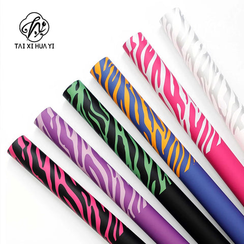 Wholesale Wrapping Gifts PVC Coated Virgin Pulp Style Flower Zebra Pattern Waterproof Floral Art Paper