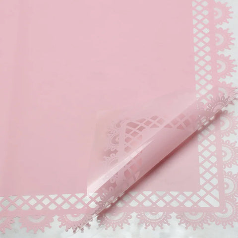 Glass Paper with Petal Lace Design Transparent Plastic Waterproof Flower Paper Single Side Coating Flower Wrapping Paper