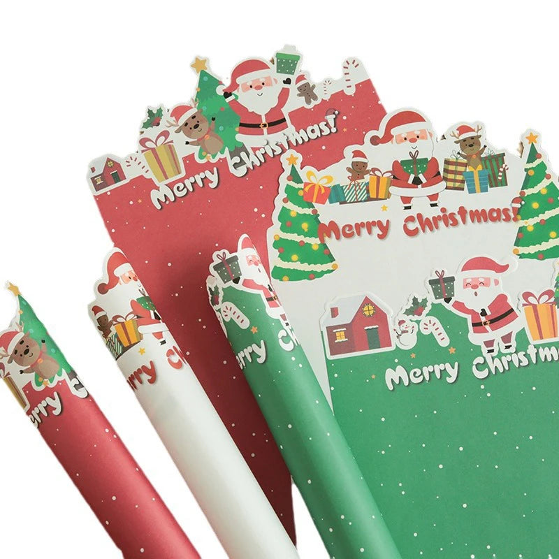 Christmas Floral and Snowman-themed Gift Wrapping Paper PE Coated 'Christmas Eve' for Apple Bouquet Wrap Main image