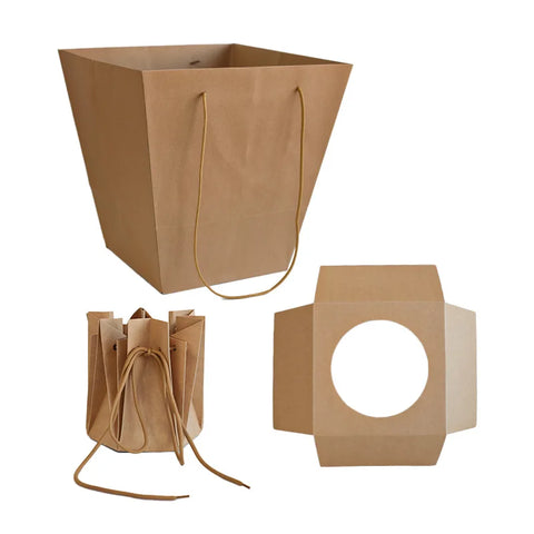 Portable  Paper Trapezoidal Hand-held Flower Bouquet Packaging Inner Liner and Fixed Rose Hugging Bag with Waterproof Feature