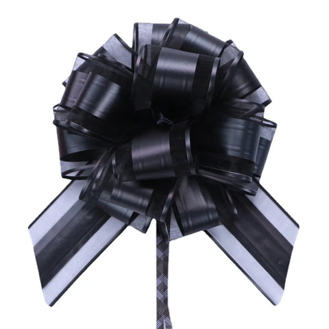 Matte Metallic Organza Pom Pom Pull Bows Floral Gift Wrapping Ribbon for Christmas Weddings Birthdays and Valentine's Day