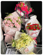 Custom Floral Wrapping Paper Single-Sided Coated Pink Flower Bouquet Gift Mailer Folding Packaging for Floral Product Packaging
