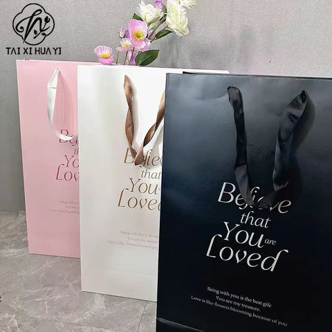 Valentine's Day Square Oversized Tote Ins-Inspired Flower Bouquet Wrapping Bag Lamination White Luxury Eco-Friendly Gift