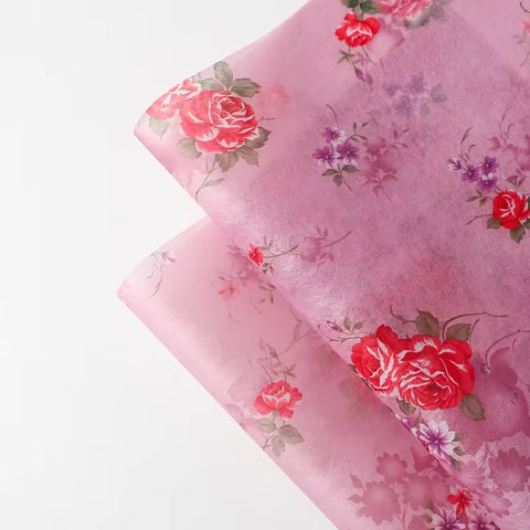 Waterproof Eco-Friendly Recyclable Korean Printed Pearlescent Film Floral Bouquet Wrapping DIY Customized pink Packing Paper