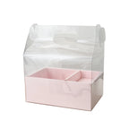 Transparent Handheld Rigid Cake Gift Box Red Qixi Design Valentine's Day Coated Paper Fruit Flower Recycled Materials Ribbon