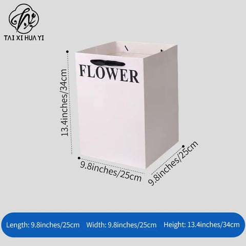 Minimalist Elegant Floral Handmade Kraft Paper & White Gift Bags Elegant Floral Carry Bags for Fashion & Gifts