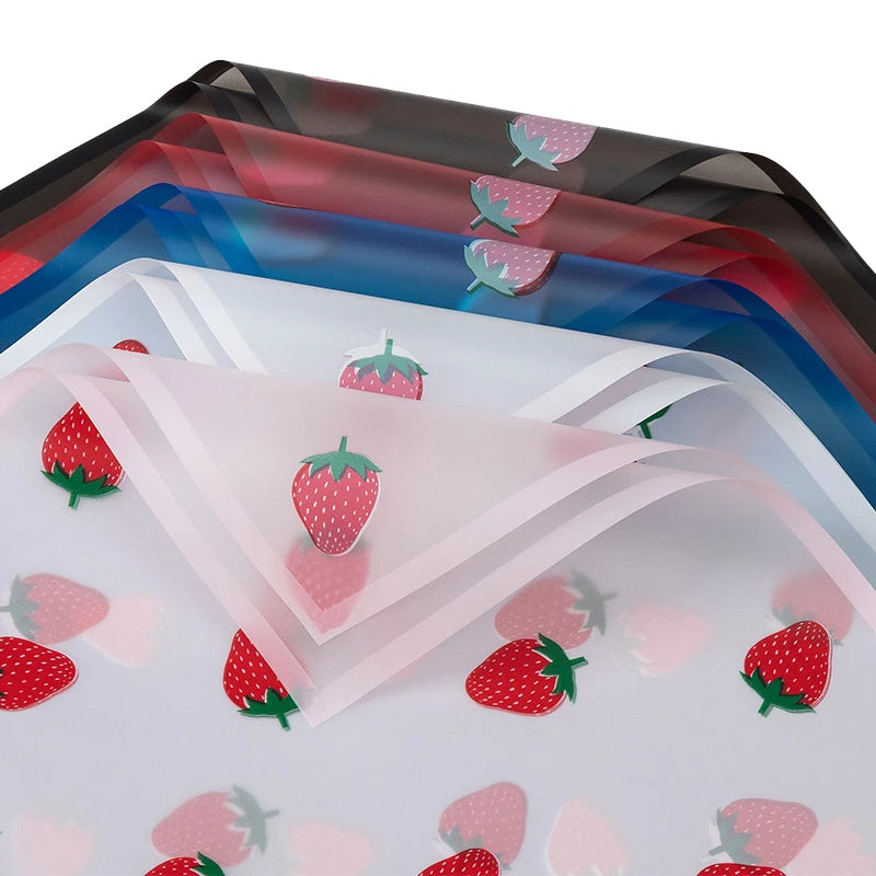 Strawberry Print Korean Su Coated Paper Flower Wrapping Paper DIY Floral Materials for Gift Bouquets