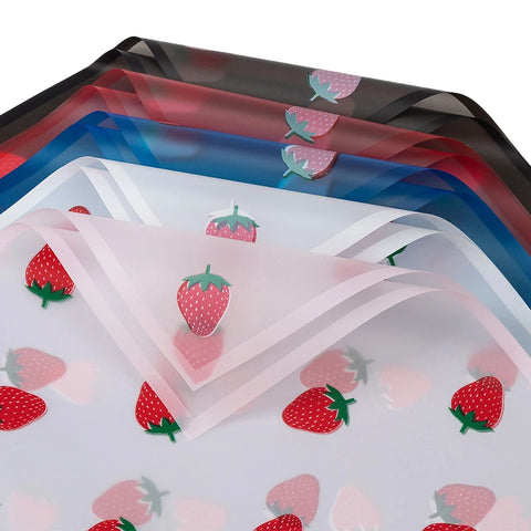 Strawberry Print Korean Su Coated Paper Flower Wrapping Paper DIY Floral Materials for Gift Bouquets