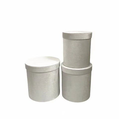 Set of 3 Velvet Round Cylinder Rigid Boxes Floral Shop Supplies for Fresh Flowers Bouquet Packaging Holiday Gift