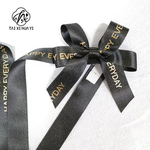 Customized Eco-Friendly Christmas Luxury Gift Wrapping Pull Bow Wine Bottle Neck Decorative Pre-Tied Satin Red Ribbon