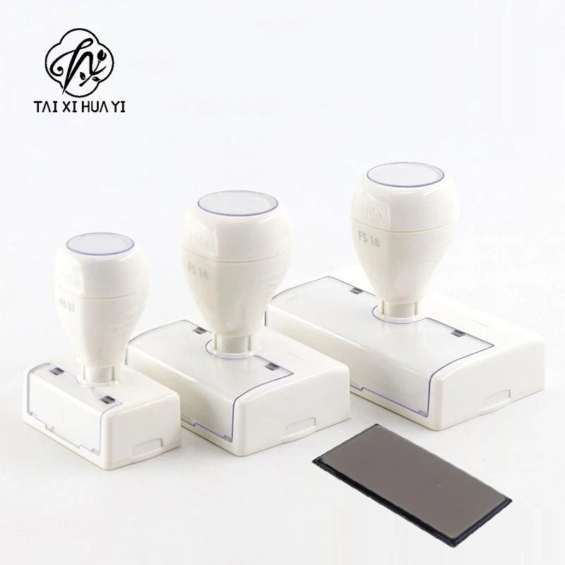 Office Flash Rubber Stamps Case with Plastic Blank Ink Stamp Mount Shell and Handle for Household Grocery and Gift Industries