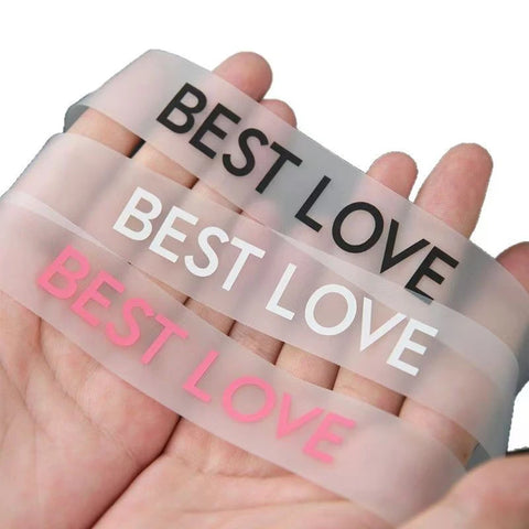 Polyester Matte Clear Printed Grosgrain Satin Ribbon Transparent Bouquet Wrapping Wedding Christmas