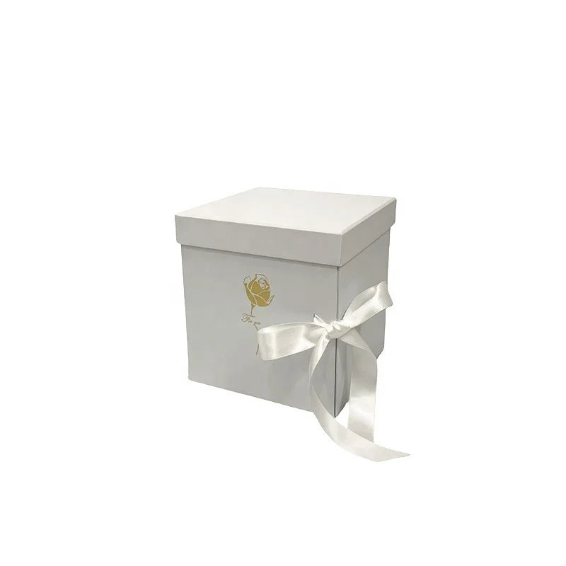 Rotating Square Rigid Gift Box Sponge Flower Packaging Valentine's Day Qixi Wedding Birthday Recycled Materials Coated Paper