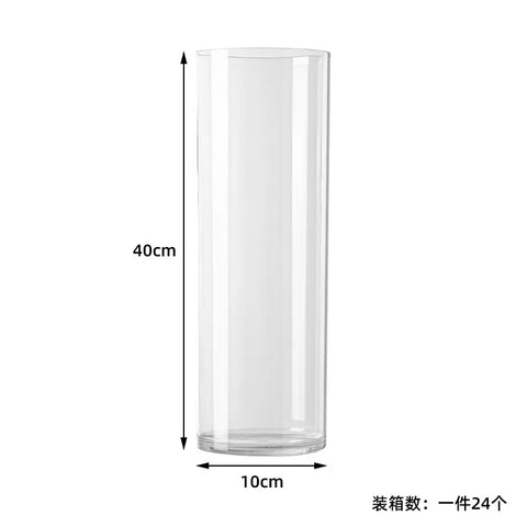 High-Grade Transparent Acrylic Cylindrical Vase Art Deco Design Tabletop for Wedding Flower Arrangements Anti-Fall Plastic