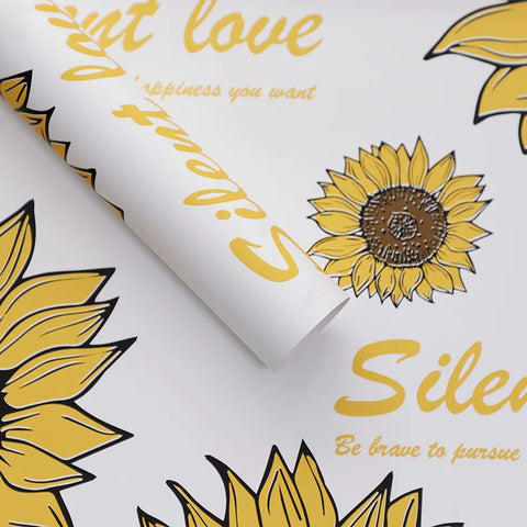 Waterproof Coated Sunflower Art Packaging Paper Flower Wrapping Paper for Flowers for Flowers and Other Items