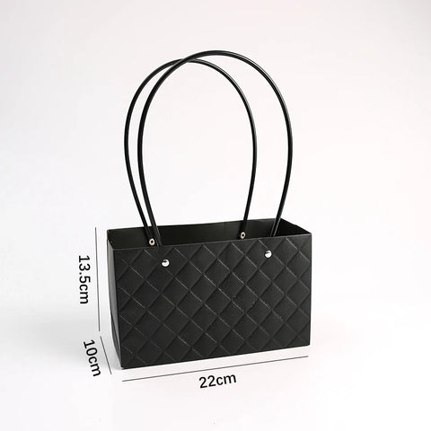 Macaron-Colored Rectangular Tote Single-Sided PE Coating Waterproof Diamond Embossed Flower Craft Paper Packaging Box