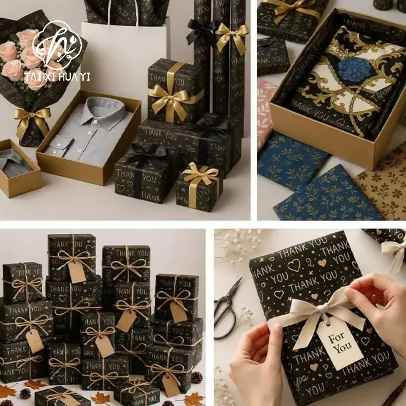 Customized Printed Logo Gold Waterproof Eco-friendly Recyclable Gift Wrapping Tissue Rose Mixed Pulp Packaging