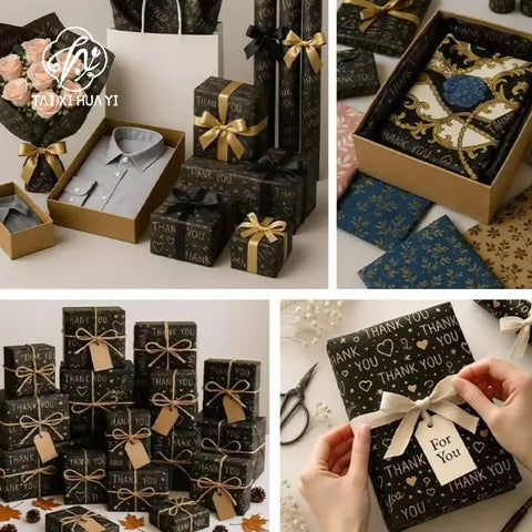 Customized Printed Logo Gold Waterproof Eco-friendly Recyclable Gift Wrapping Tissue Rose Mixed Pulp Packaging