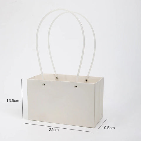 Waterproof Rectangular Flower Box Small Paper Bag with Handle Candy Color Bouquet Packaging Gift Box Tote Box for Flowers Candy