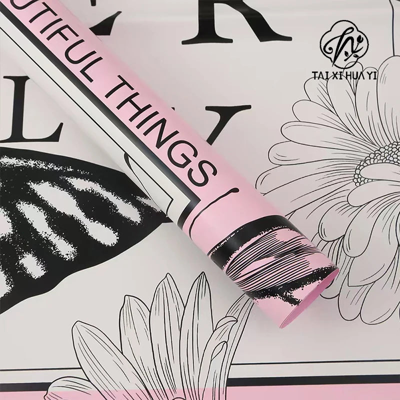Dreamy Butterfly Waterproof Recyclable Double Sided Wrapping Paper Crafting Flower Bouquets Stickers Floral Art Materials