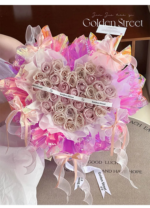 Wholesale Waterproof Fluorescent Candy Flower Wrapping Paper Colorful OPP Material with Coating for Gift Wrap Packing
