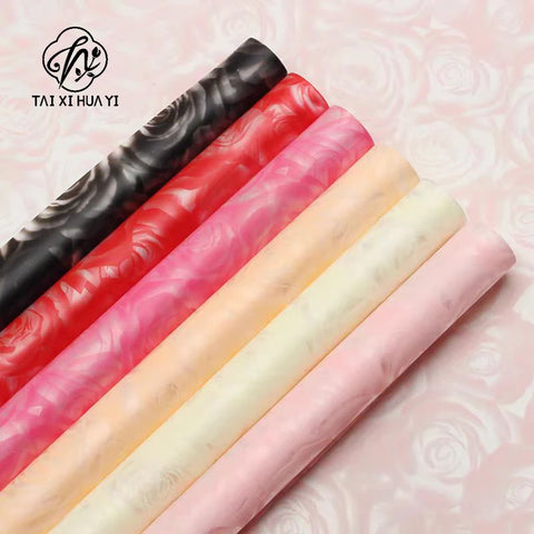 Virgin Pulp Style Rose Printed Waterproof Flower Wrapping Paper 6 Colors Paper Roll Florist Shop Material