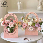 Classic Art Paper Simple Flower Arrangement DIY Bouquet Gift Box Handled Flower Basket with Classic Style