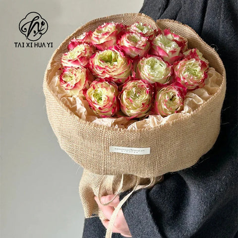 Wholesale 50cm*3m Linen Fabric Roll Rose Bouquet Flower Wrapping Paper Elegant Gift Packaging Paper
