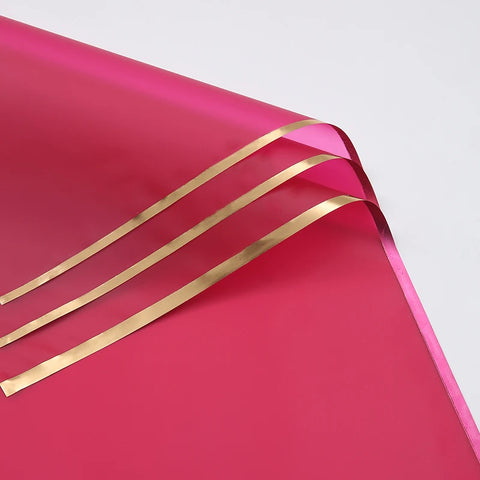 58*58cm Virgin Art Paper Roll Golden Edge Waterproof PE Coating Plastic Floral Gift Wrapping Packaging Florist
