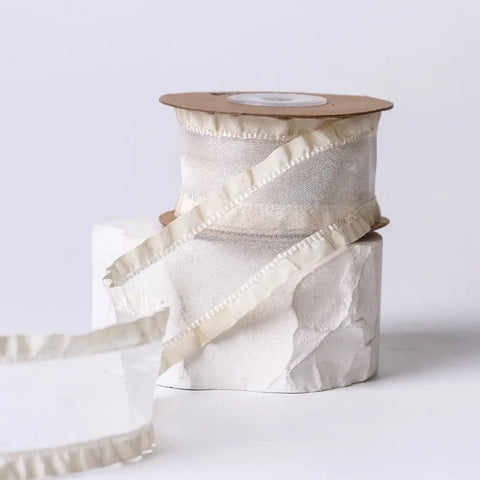 Meteorite Lime Luxury DIY Flower Satin Gift Packaging Clothing Collar Folded Skirt Edge Ribbon Accessories Christmas Wedding