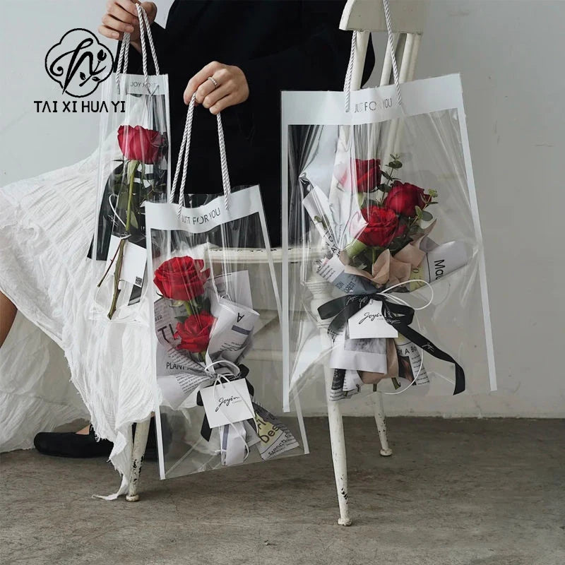 Internet Celebrity Transparent Flower Bag PE Coating Mother's Day Bouquet Tote Flower Shop Supply Perfect Accompanying Gift Bag Secondary image