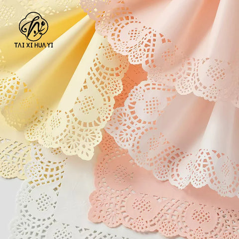 Coated Sea Salt Cheese Hollow Lace Edge Flower Packaging Paper Single Side for Mother's Day Bouquet