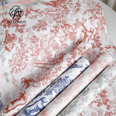 Retro Style Floral Bouquet Packaging Paper 35*50cm PE High Gloss Surface Soft Waterproof for Flower Shop