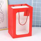 Transparent Window Display Tote Bag for Bouquet Toys Gifts Portable Waterproof Reusable for Teacher's Day Valentine's Day