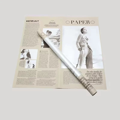 Modern Girl Weekly Series English Newspaper Gift Pack New Fashion Flower Packaging Paper with Single Side Coating