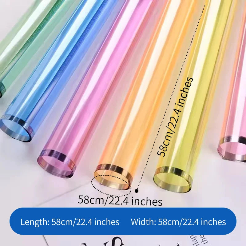 Gold Fluorescent Jelly Film Flower Bouquet Packaging Paper Waterproof with Single Side Coating