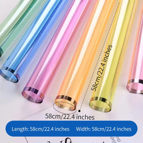 Gold Fluorescent Jelly Film Flower Bouquet Packaging Paper Waterproof with Single Side Coating
