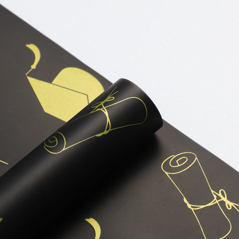 Premium Quality Floral Bouquet Wrapping Paper Graduation Hat Printed Specialty PE Coated Gravure Printing Compatible